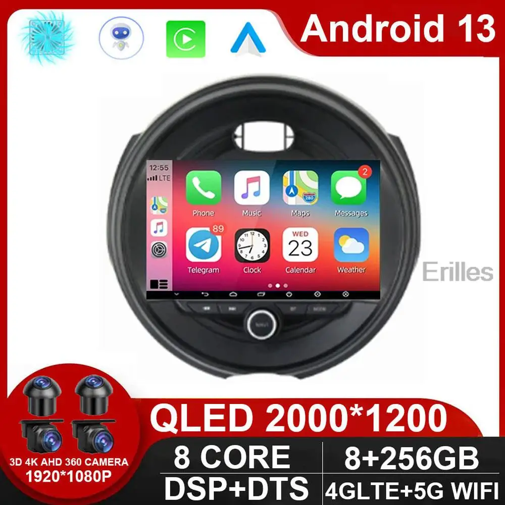 

Автомобильный радиоприемник Carplay, Android 13, для BMW MINI COOPER F54 F55 F56 F60 2014-2019, навигация GPS, мультимедийный плеер, DVD, стерео