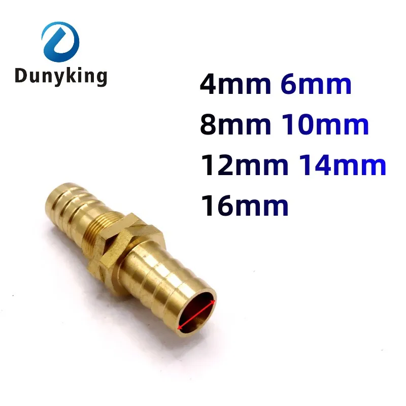 Pipe 6 8 10 12 14 16mm Hose Barb Bulkhead Brass Barbed Tube Pipe Fitting Coupler Connector Adapter For Fuel Gas Water Copper hose pipe fitting pipe fitting water pipe fitting