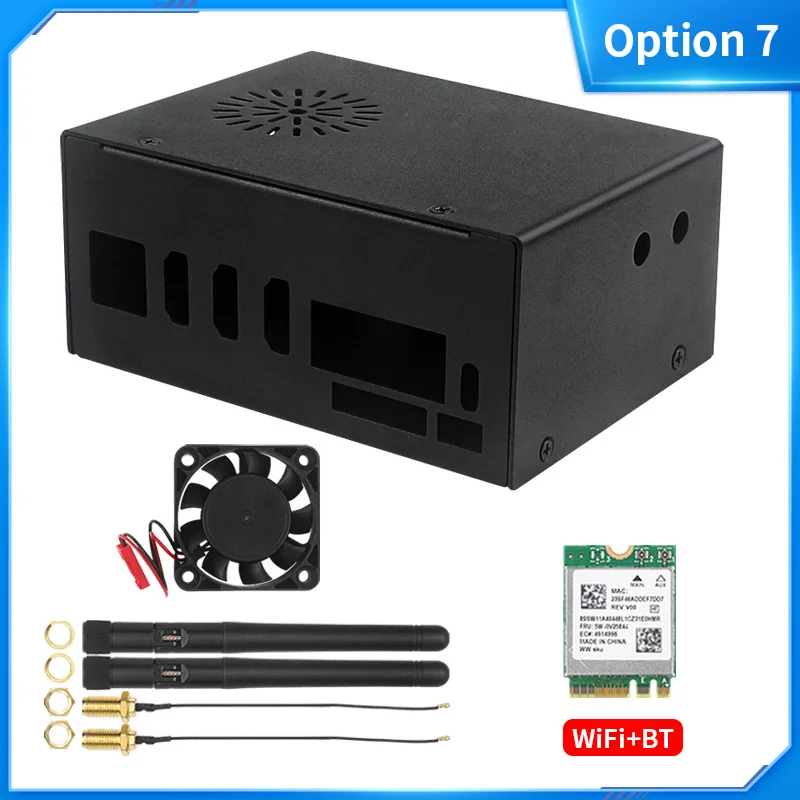 Orange Pi 5 Plus Metal Case with Fan Optional Antenna Aluminum Heatsinks eMMC Wi