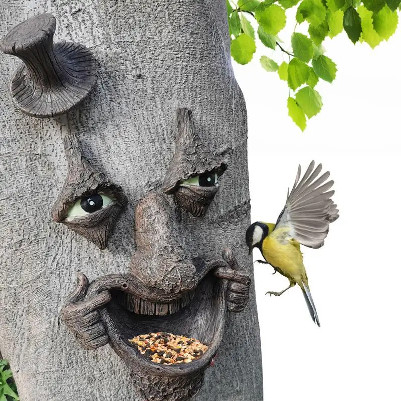 

Faces For Trees Outdoor Glow At Night Tree Face Sculpture Garden Statue Bird Feeder Trees Hugger Decoration For Indoor Home