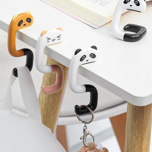 Crochet de sac de bureau à forte charge, antidérapant sur le côté du Table, pour sac d'école, crochet de suspension pour clés, crochets pliables pour animaux de dessin animé 1