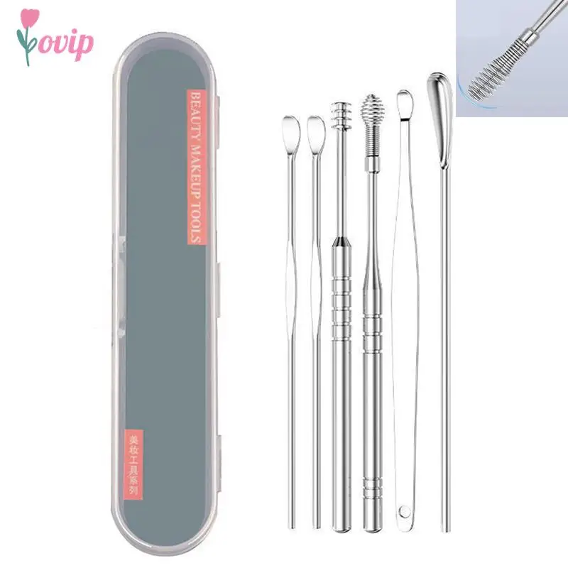 

6/7Pcs Ear Wax Pickers Stainless Steel Earpick Wax Remover kit earwax Curette Spoon Care Ear Clean Toolear cleaner