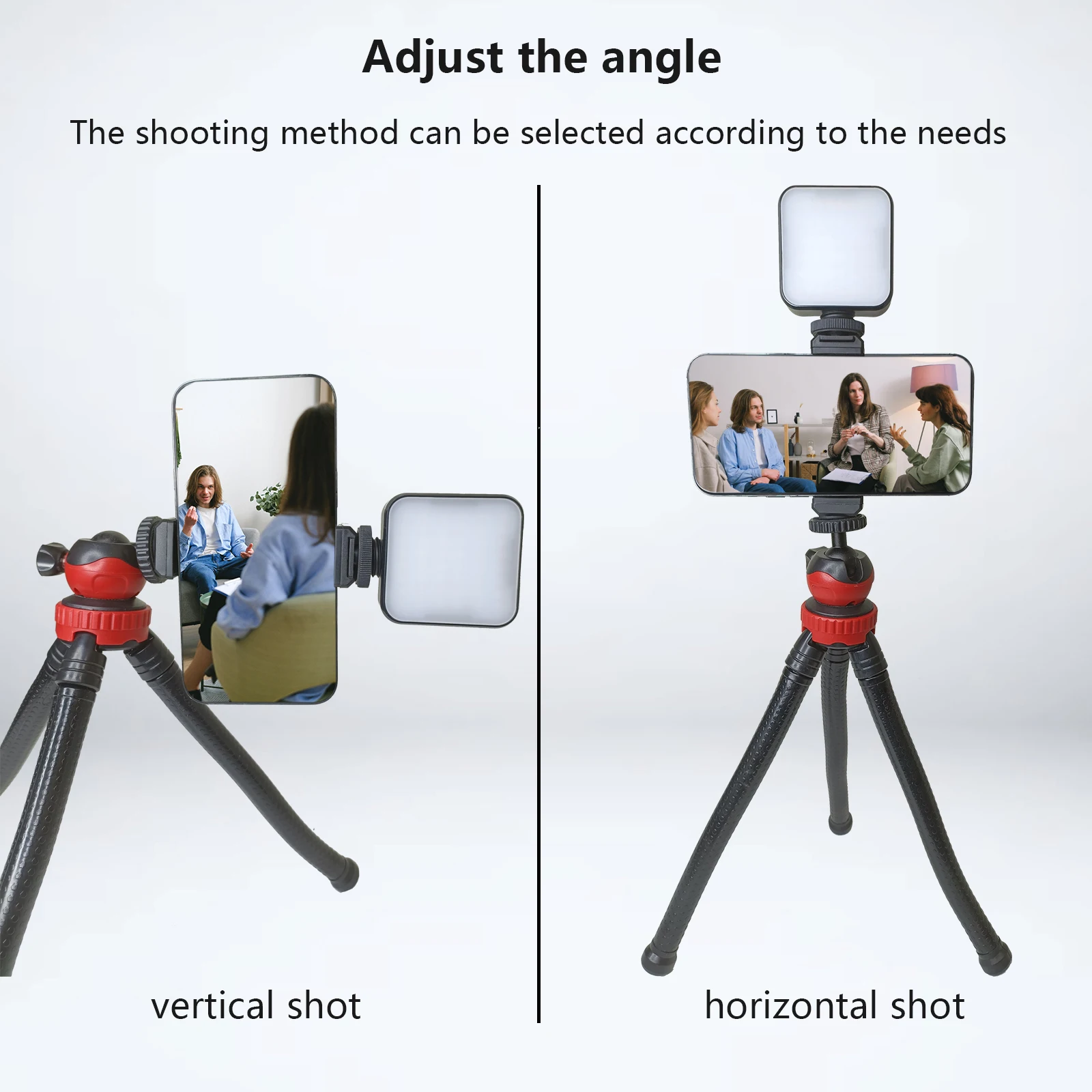 Portable Flexible Tripod Octopus Mobile Phone Tripod Bracket With MIni Video Fill Light Control Selfie Stick For Phone Camera