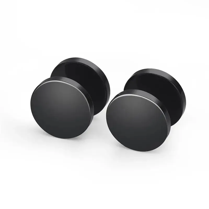 2 pezzi orecchini a bottone rotondi neri in acciaio inossidabile per uomo, orecchini a bottone punk da 3-8 mm con bottone a pressione per donna uomo gioielli_voghion.com