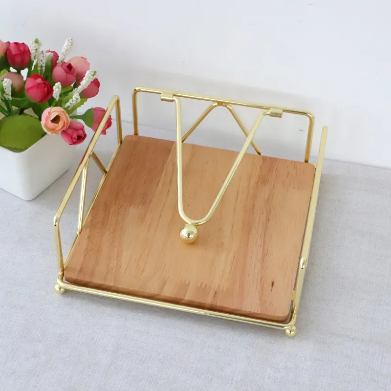 Flat Napkin Holder Metal Kitchen Napkin Holder With Weighted Tension Arm Rustic Tissue Paper Dispenser For Countertop Table Napkin Dispenser