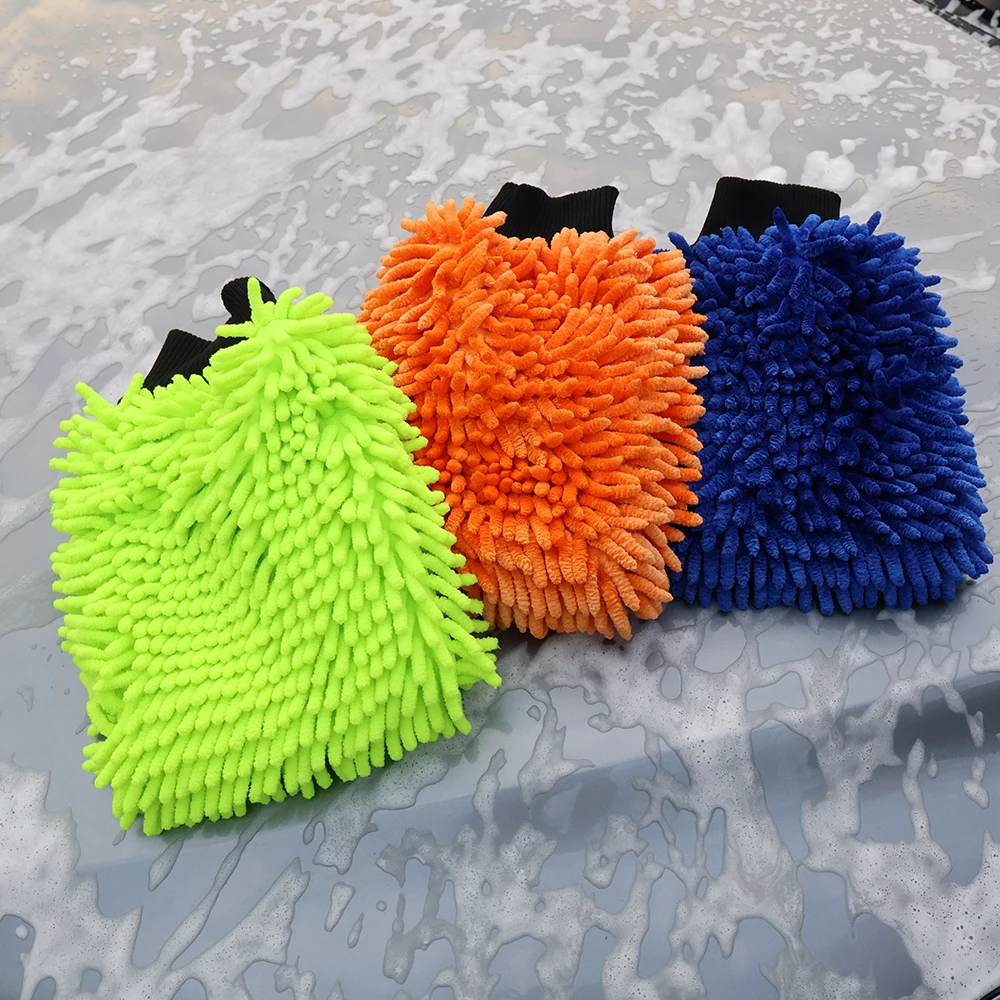 Dual-Sided Chenille Car Wash Glove 2-in-1 Washing and Polishing Glove car cleaning gloves microfiber cleaning gloves microfiber washing gloves microfiber gloves