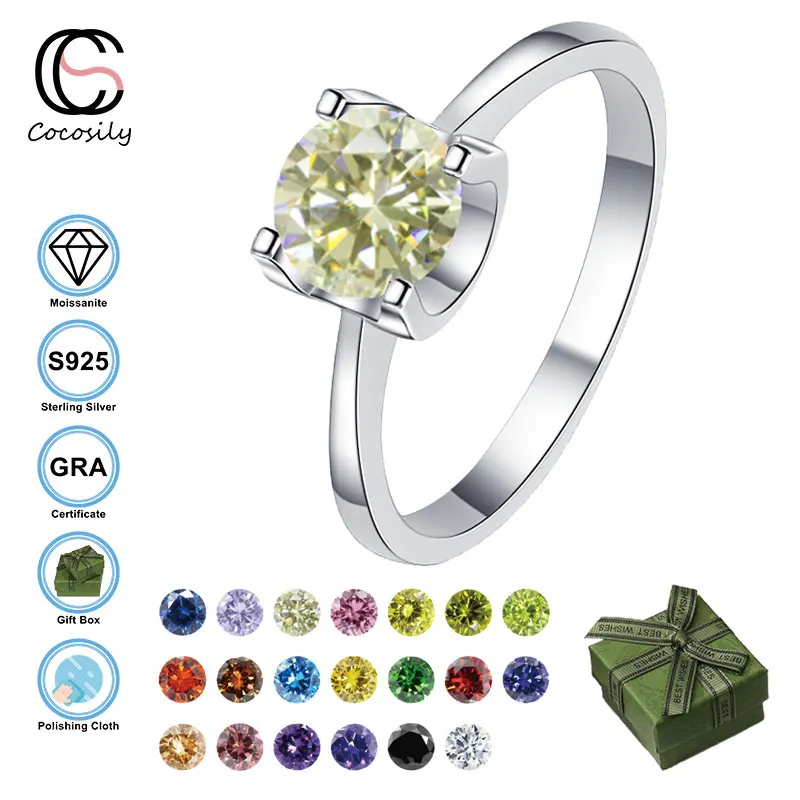 

Cocosily 2CT D Color Moissanite S925 Sterling Silver Europe And America Popular Women's Ring Anniversary Classic Luxury Jewelry