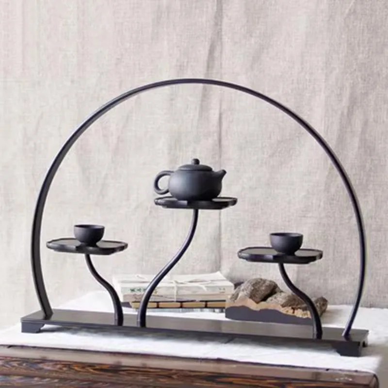 Solid Wood Display Rack, Mahogany Handicraft, Purple Clay Pot, Tea Set, Decoration Rack, Light Sandalwood