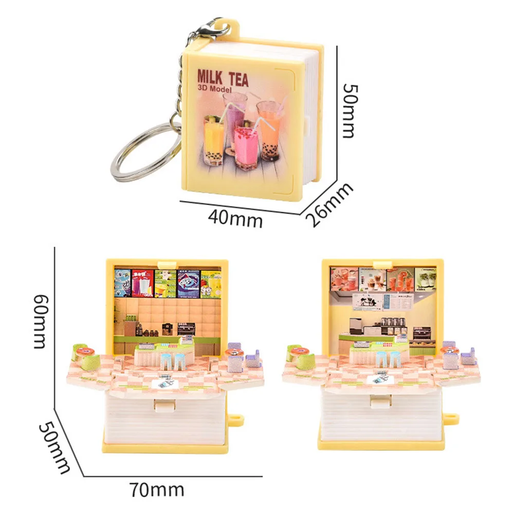 Cute 3D Folding Books Bomb Keyrings Durable Shoulder Bag Hanging Pendant For Key Handbag Decor 4