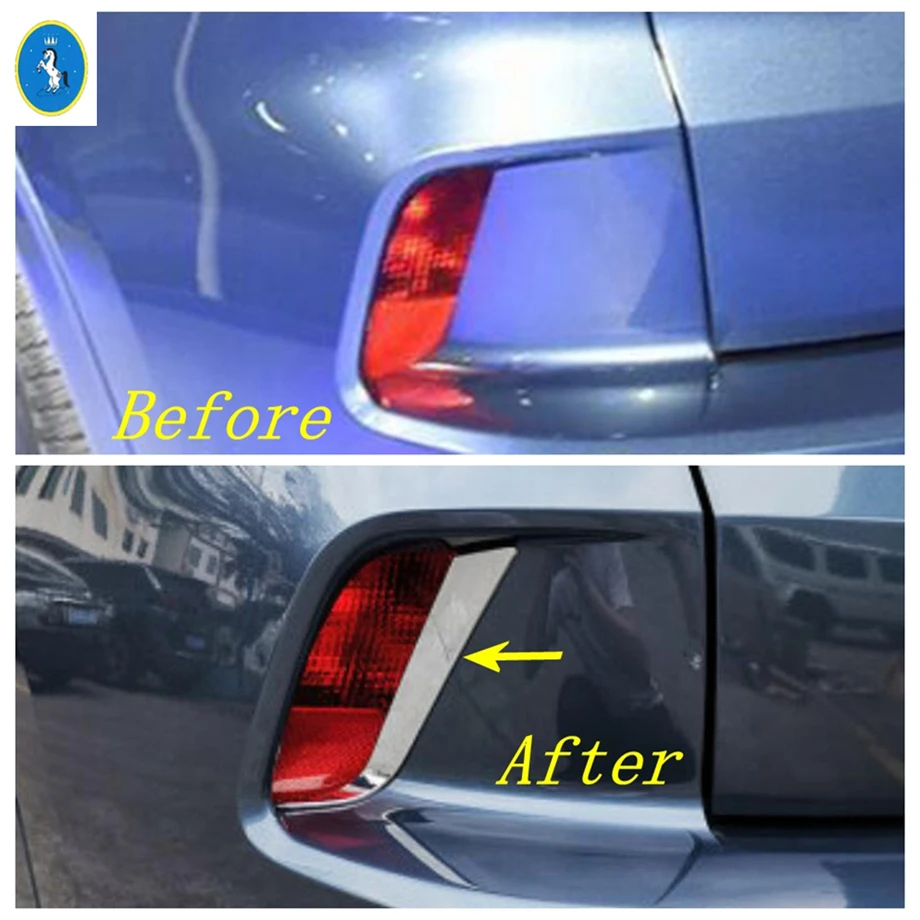 Rear Bumper Reflector Fog Light Cover Strip Trim - Chrome/Carbon Fiber Finish