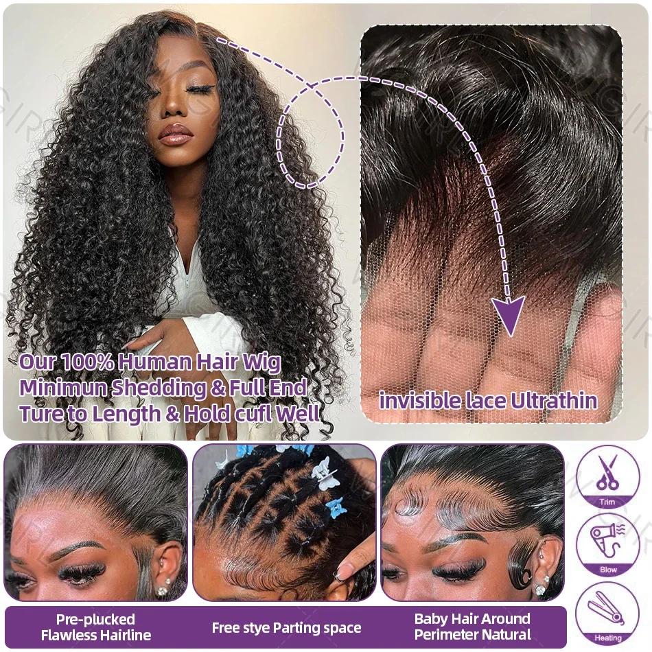 Human Hair Wig Deep Wave Frontal Wig 13x6 HD Lace Frontal Wig Human Hair Brazilian Curly Lace Front Human Hair 5x5 Closure For Women