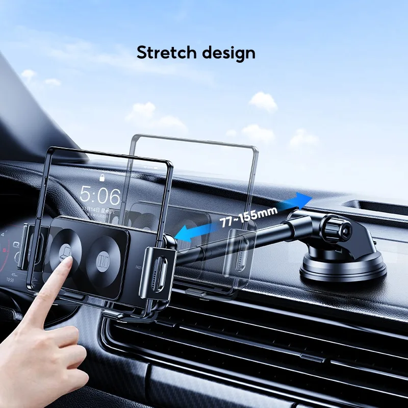 Eary Car Suction Cup Wireless Charging Phone Stand Telescopic length Fit For Samsung Galaxy Z Fold Flip OPPO N5 Huawei X6 Series