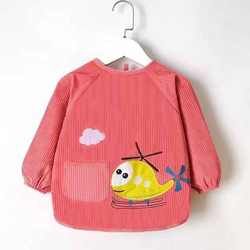 Children's Apron Dress Waterproof Dirty Proof Long Sleeve Baby Bib Skirt Girl Style Protective Clothing for Autumn Winter