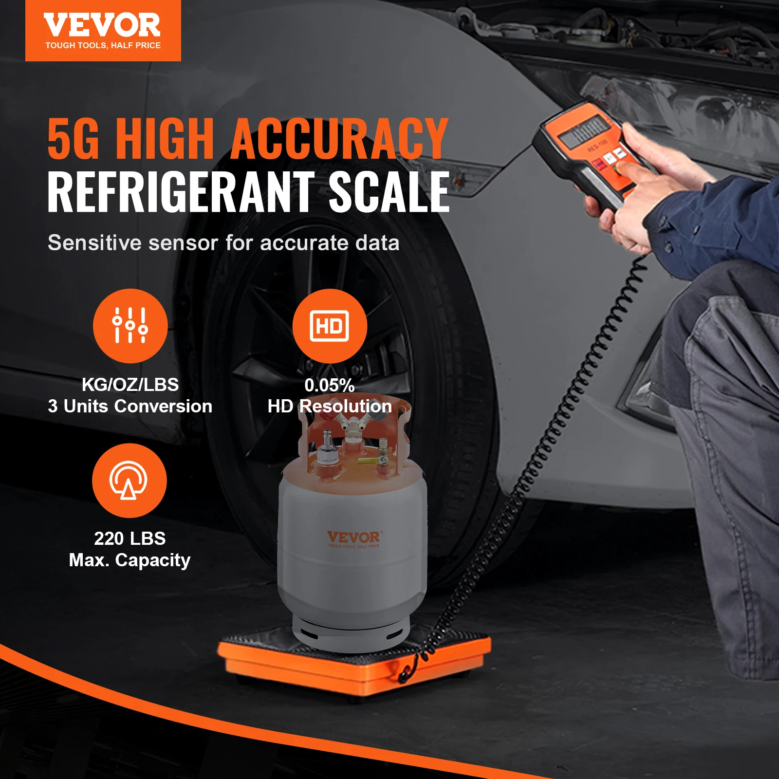 VEVOR Refrigerant Scale 110/220 LBS HAVC Charging Recovery Freon Scale with Wired Remote Control 2/5g High Precision Electronic -1420 - Color : 110 LBS - Ships From : United States