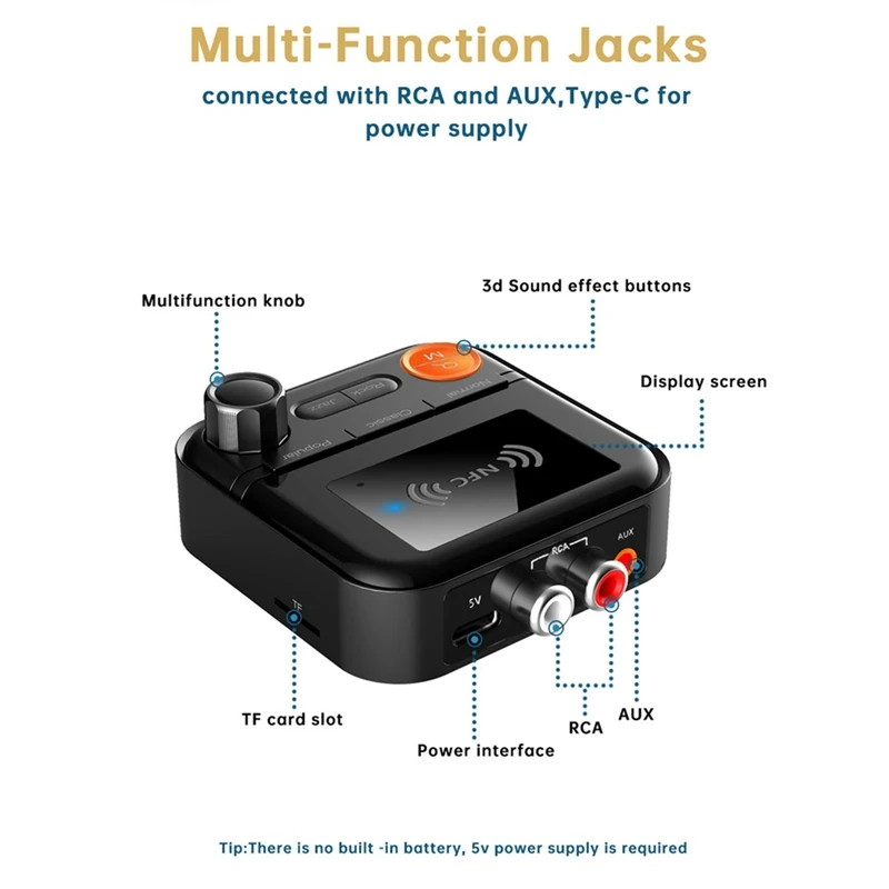 NFC Bluetooth Receiver 5.2 Audio Receiver Wireless Adapter Old Audio Amplifier Music Player AUX/RCA Car Speaker Parts Kit