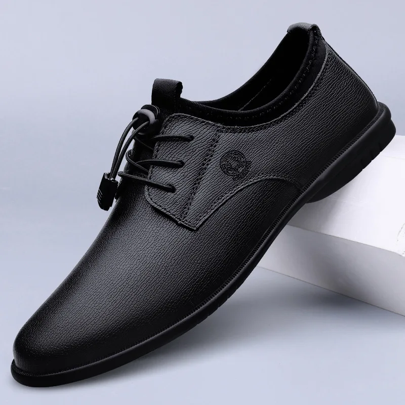 

XIHAHA Men's Leather Shoes Breathable Soft Leather Soft Bottom Spring and Autumn Best Man Business Formal Wear Casual Male Shoe