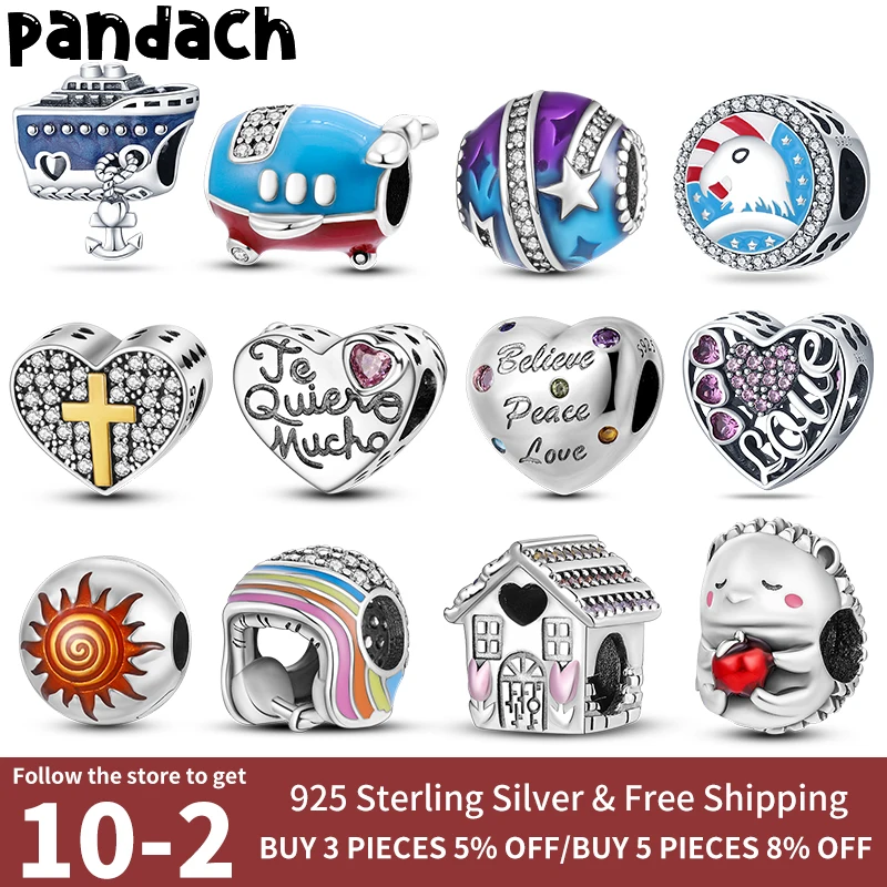 Fits Pandora Original Charm Bracelet Women Zircon Heart Bead Sterling Silver 925 Starfish Shell Isolated Clip Beads Jewelry 2022 filigree heart cross clasp european lobster clip on charm beads 78pcs antique silver c425 20 5x41 5mm