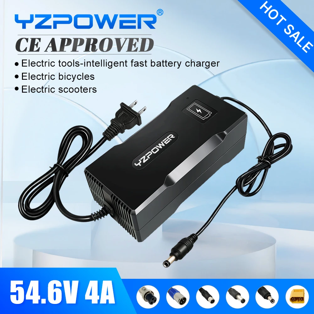 YZPOWER 54.6V 4A lithium battery fast charger 13S 48V smart DC charger power tool lithium battery pack universal fast charging battery charger fast charger