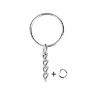 30pcs Silver Plated Metal Blank Keyring Keychain Split Key Ring with Chain Climbing Buckles Carabiner Keychain Rings Accessories 3