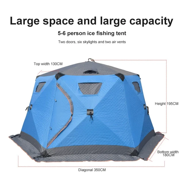 Winter Ice Fishing Tent With Chimney Hole Stove 3-4 Person Outdoor Winter  Camping Tent Thickened Warm Cotton Tent Shelter