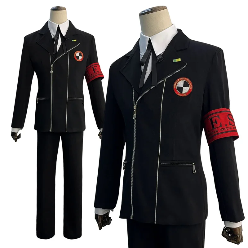 

Game P3 Makoto Yuki Cosplay Costume Gekkoukan High School Uniform Embroidery Suit Pants Shirt Daily Wearing Gift
