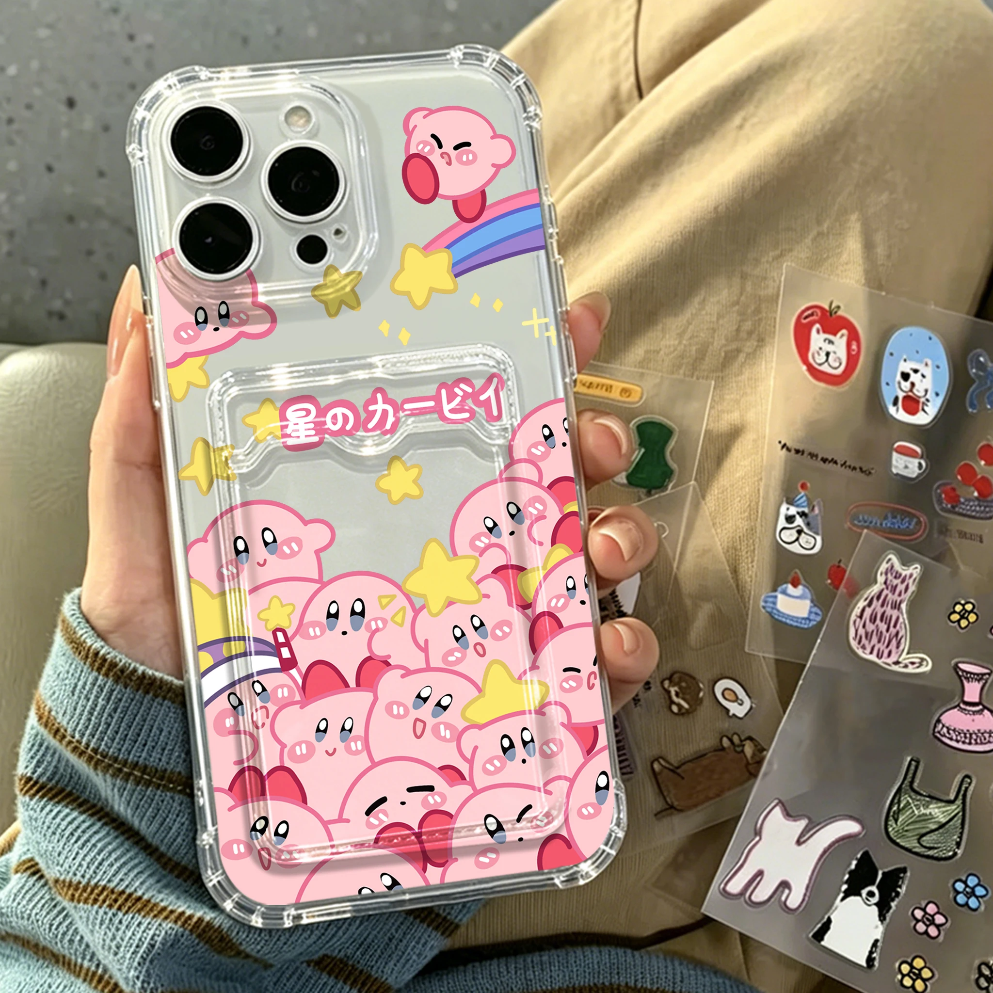 Adorable Kirbys Card Holder Phone Case with Airbag Cover