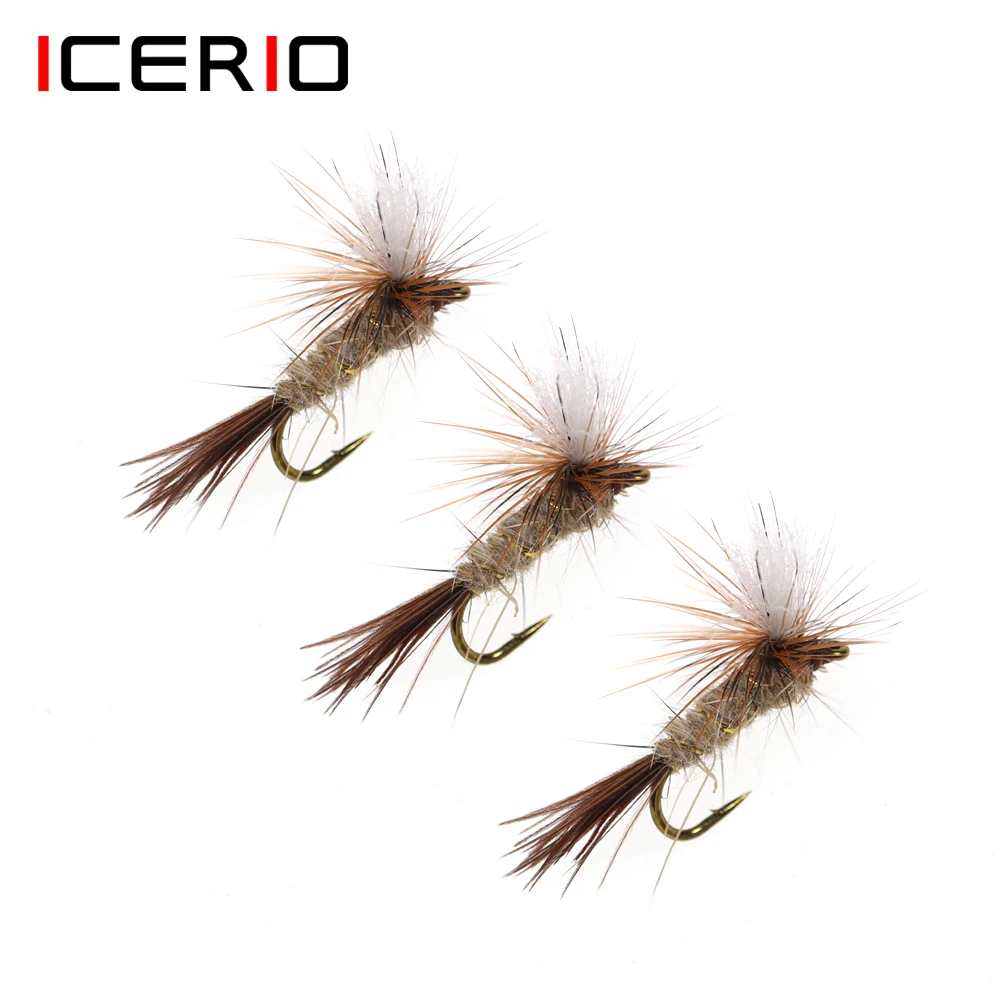 Icerio 6 Pz #14 Paracadute Adams Dry Fly Brown Hare Ear Body Bronzed Hooks Caddis Midge Mayfly Trota Fishing Lure Bait