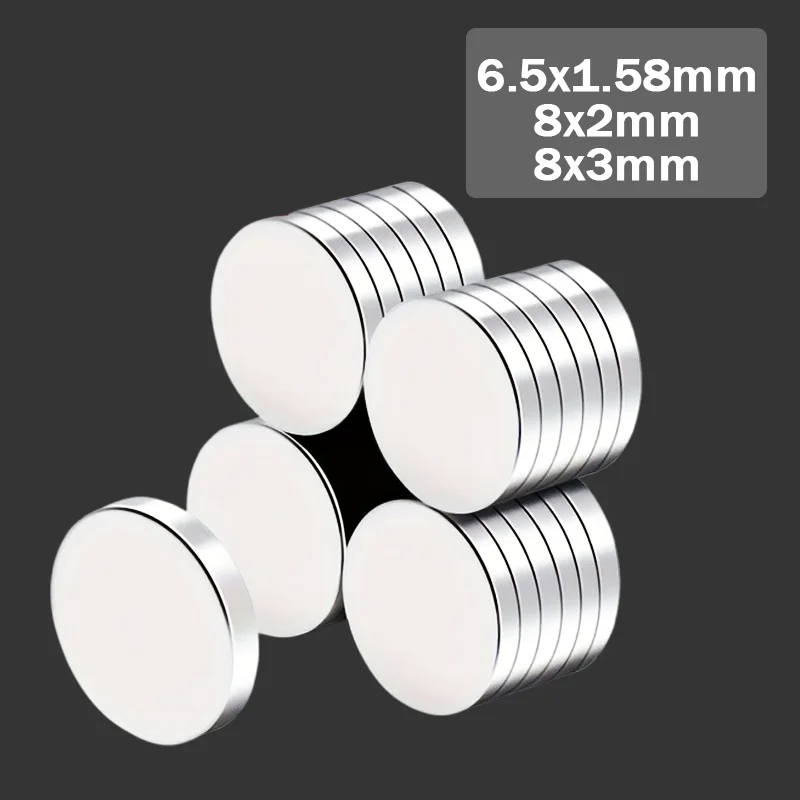 แม่เหล็กมินิทรงกลมตู้เย็นขนาด 6.5x1.58/8x2/8x3 มม. เหมาะสําหรับการใช้งานที่สะดวกและทนทานในโกดัง ไวท์บอร์ด ฯลฯ 1