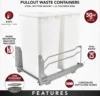 Double Pull Out Trash Can for Full Height Kitchen Cabinets 50 Quart 12.5 Gallon with Soft-Close Slides, Metallic Silver 3