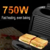r-sandwichera 750W electric sandwich maker, waffle making machine, non-stick foam pan, kitchen appliances for 6