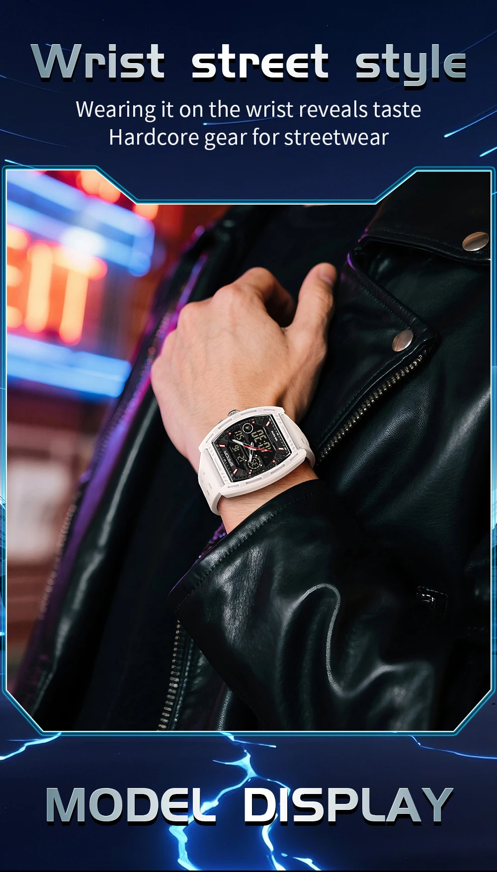 Montre numérique pour homme, double affichage, calendrier, alarme lumineuse, compte à rebours, montre électronique tendance pour homme, Reloj Hombre_voghion.com