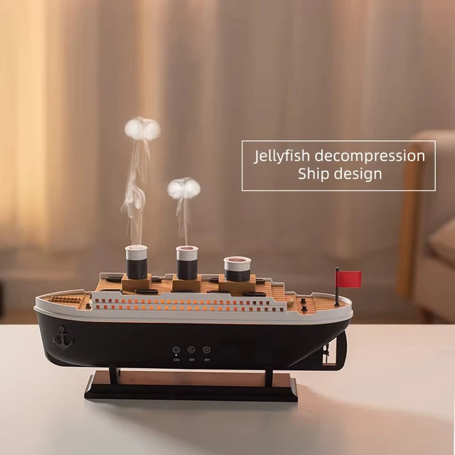 2025 Titanic Ship Model Decoration Air Humidifier 250ml Essential Oil Diffuser Jellyfish Smoke Ring Spray Aroma Diffuser For Ho 6