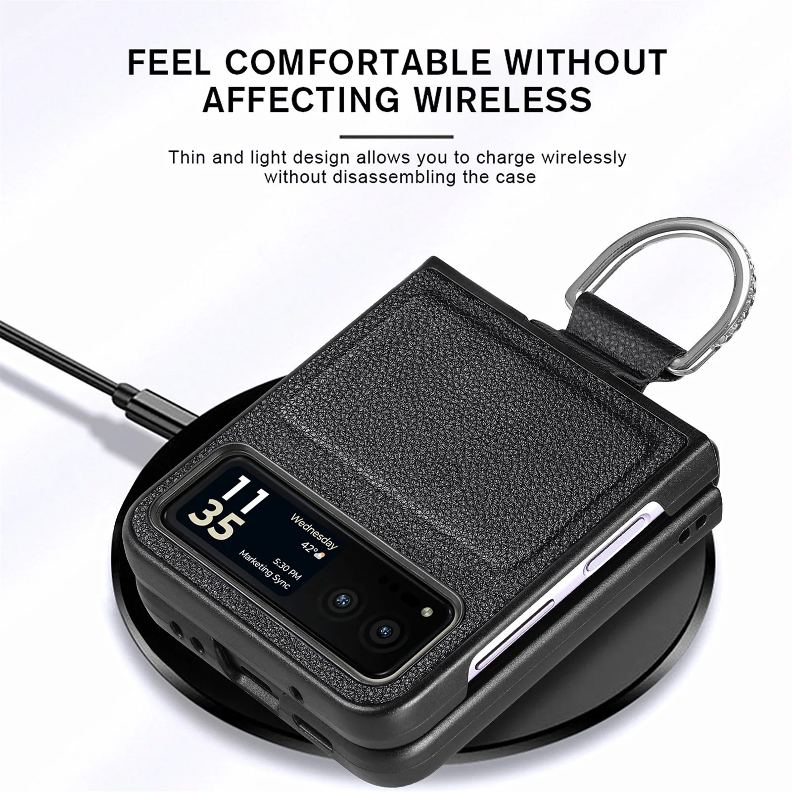 Luxurious Litchi Grain Leather Ring Case - Anti-Knock Protective Cover