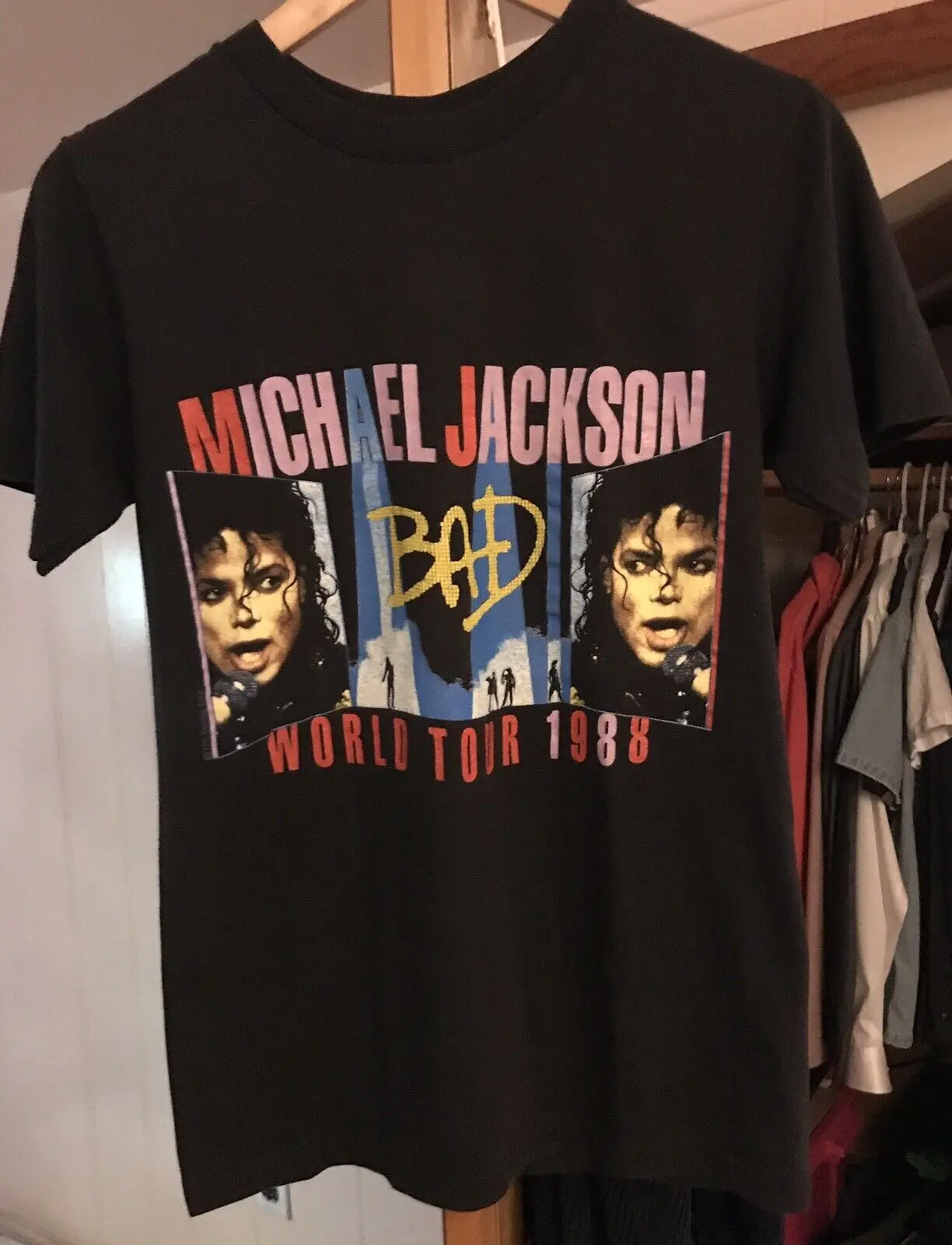 Maglietta Vintage Michael Jackson Youth Medium 1988 Tour Concert Bad Thriller Maniche Lunghe O Corte