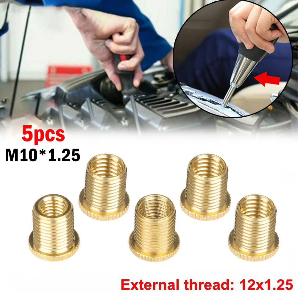 

5Pc Car Gold Gear Shift Knob Thread Adapter Nut Insert Kit M10x1.25 M10x1.5 M8x1.25 For X1.25 Shift Knob Aluminum Alloy Interior