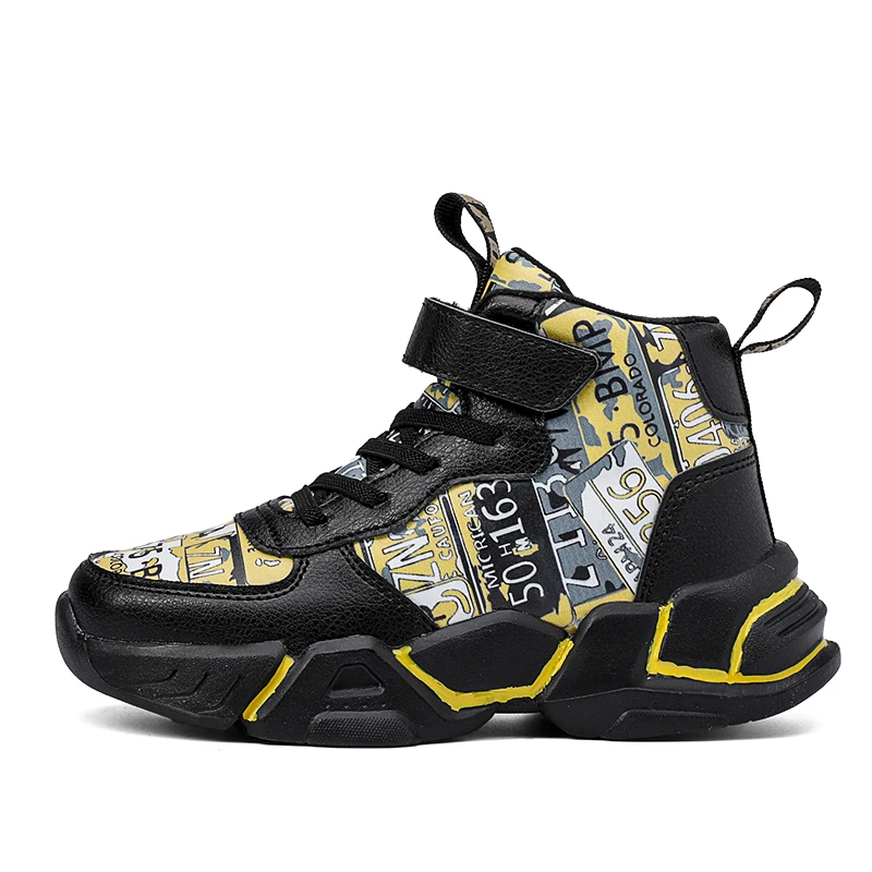 Children Shoes Boy Sneakers Fashion Print Luxury Designer High Top Sneakers Kids Tenis Shoes Boy Sports Casual Free Shipping
