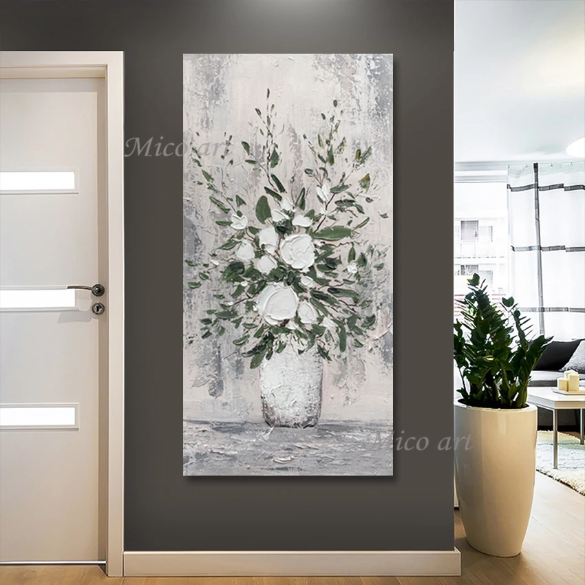 

Large Modern Acrylic Canvas Wall Decor Picture Artwork Unframed Abstract Art Flowers In Vases Oil Painting New Arrival Artwork