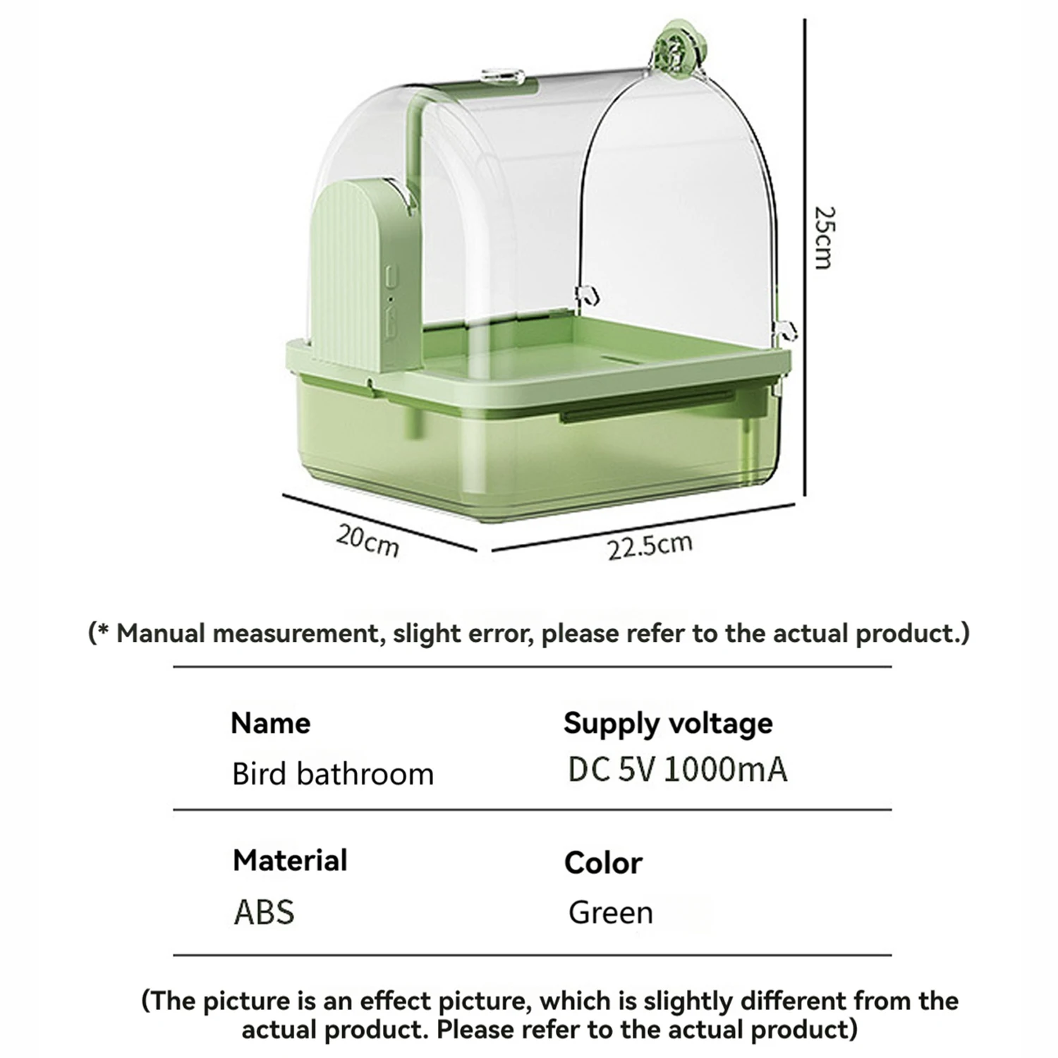 Smart Sensor Automatic Shower Box for Bird USB Electric Model Bathtub with Screw Hooks Clear Parrot Bathtub Hanging