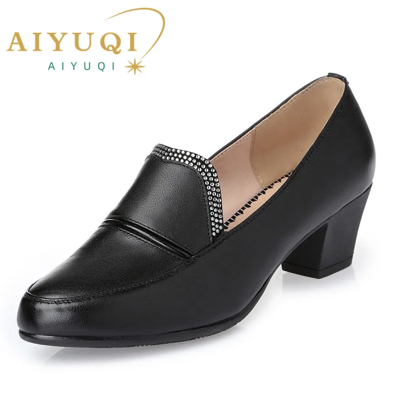 AIYUQI Genuine Leather Woman Shoes 2024 Spring Fashon Shoes Soft Office Shoes Sapato Feminino Casual Sapatos Square Heel Fashion