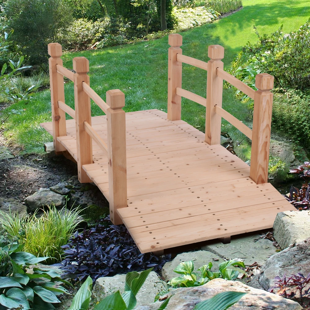 

Arch Bridge Small Wooden Bridge Courtyard Outdoor Anticorrosive Wood Landscape Bridge Burlywood