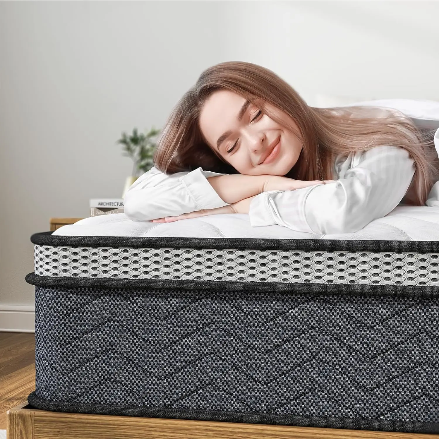 Queen Hybrid Innerspring Mattresses 10 Inch Plush Mattress Foam Spring Mattress Queen Size Mattress Bed in a Box  with Pressure 2