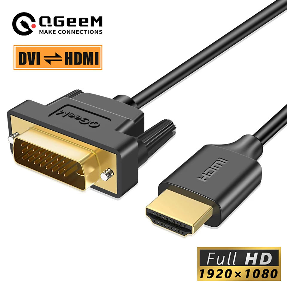 Tanie QGeeM HDMI kompatybilny z kablem DVI Bi HDMI Adapter DVI dla Xiaomi sklep