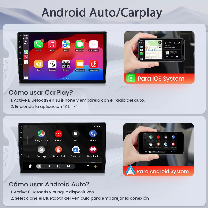 Radio para coche Junsun para Renault Logan 2 Dacia Sandero 2012-2019, CarPlay inalámbrico, Android Auto, sistemas inteligentes, pantalla táctil IPS, DSP, navegación GPS, WiFi, DAB+ RDS, FM/RAM, BT, SWC, Plug and Play, 2DIN, WiFi, 4G, estéreo multimedia 4
