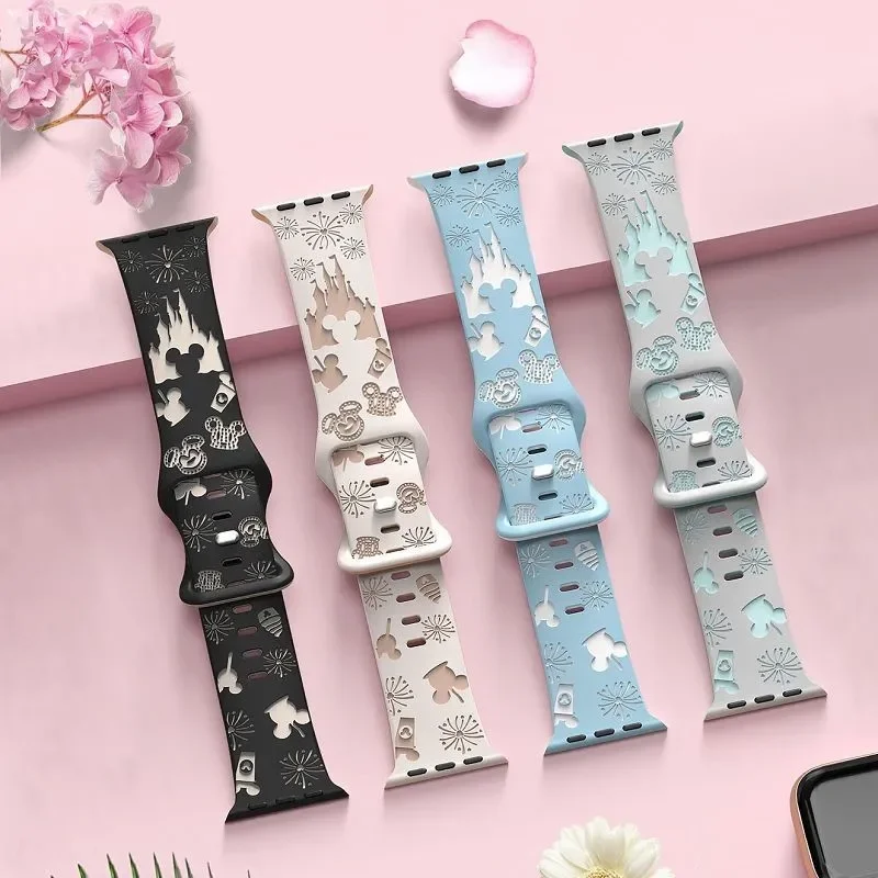 Gravierte Blumenbänder für Apple Watch Band 44 mm 49 mm 45 mm 41 mm 40 mm 38 mm Correa Armband iWatch Serie Ultra 2 9/8/7/6/3/SE/10 – Detail 1