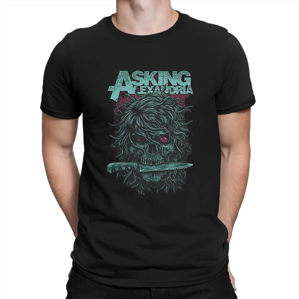 

Rock Music T-Shirts for Men Asking Alexandria Vintage Pure Cotton Tee Shirt Crewneck Short Sleeve T Shirt New Arrival Clothes