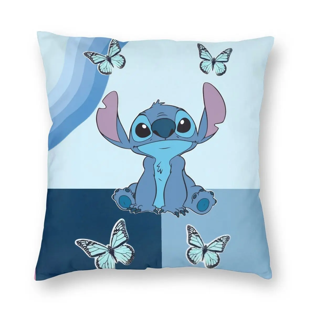 

Lilo Stitch Cartoon Butterfly Pillowcase Soft Polyester Cushion Cover Decorative Pillow Case Cover Home Dropshipping 45*45cm