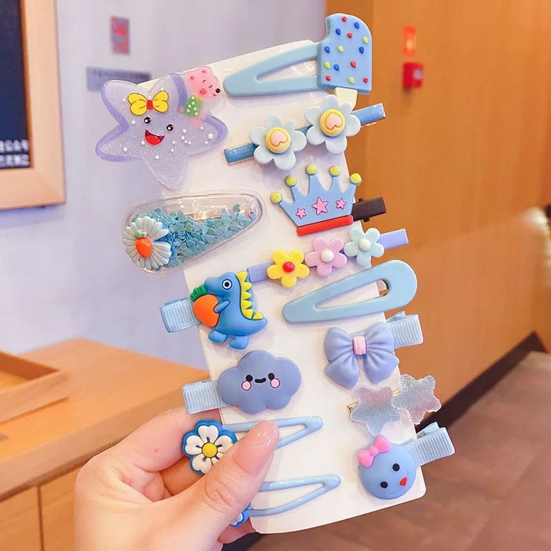1 Set Children Cute Cartoon Flower Fruit Rubber Bands Hairpins Girls Lovely Hair Clips Kids Hair Bands Accessories Gift hair clips