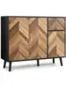 SIHANM Sideboard Buffet Cabinet with Storage - 3 Doors Black Storage Cabinet with Drawers Freestanding Accent Cabinet wi 1
