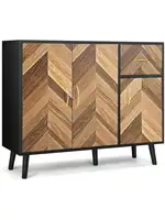 SIHANM Sideboard Buffet Cabinet with Storage - 3 Doors Black Storage Cabinet with Drawers Freestanding Accent Cabinet wi 1