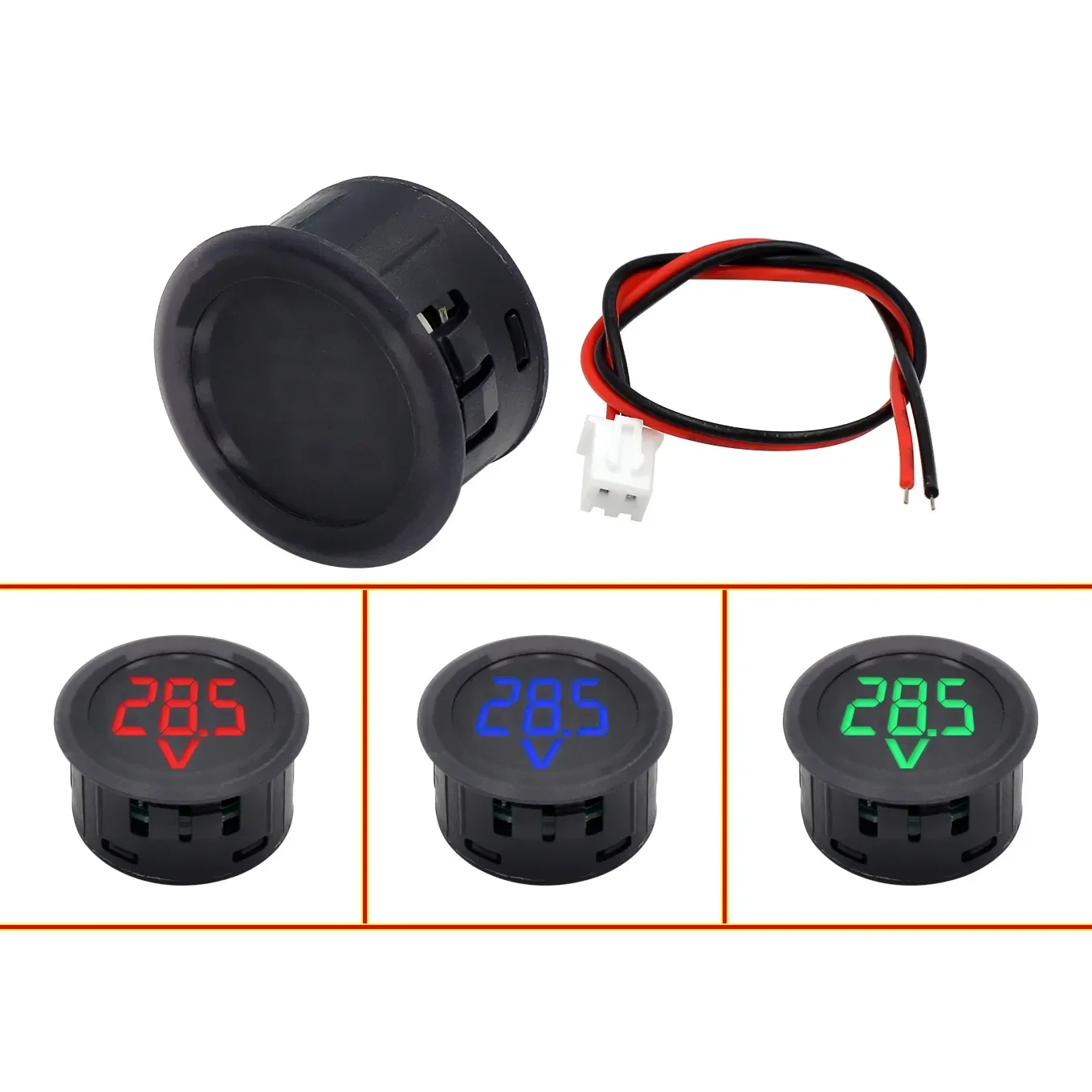 DC4-100V LED Display Circular Two-wire Automotive Voltmeter Digital Car ...